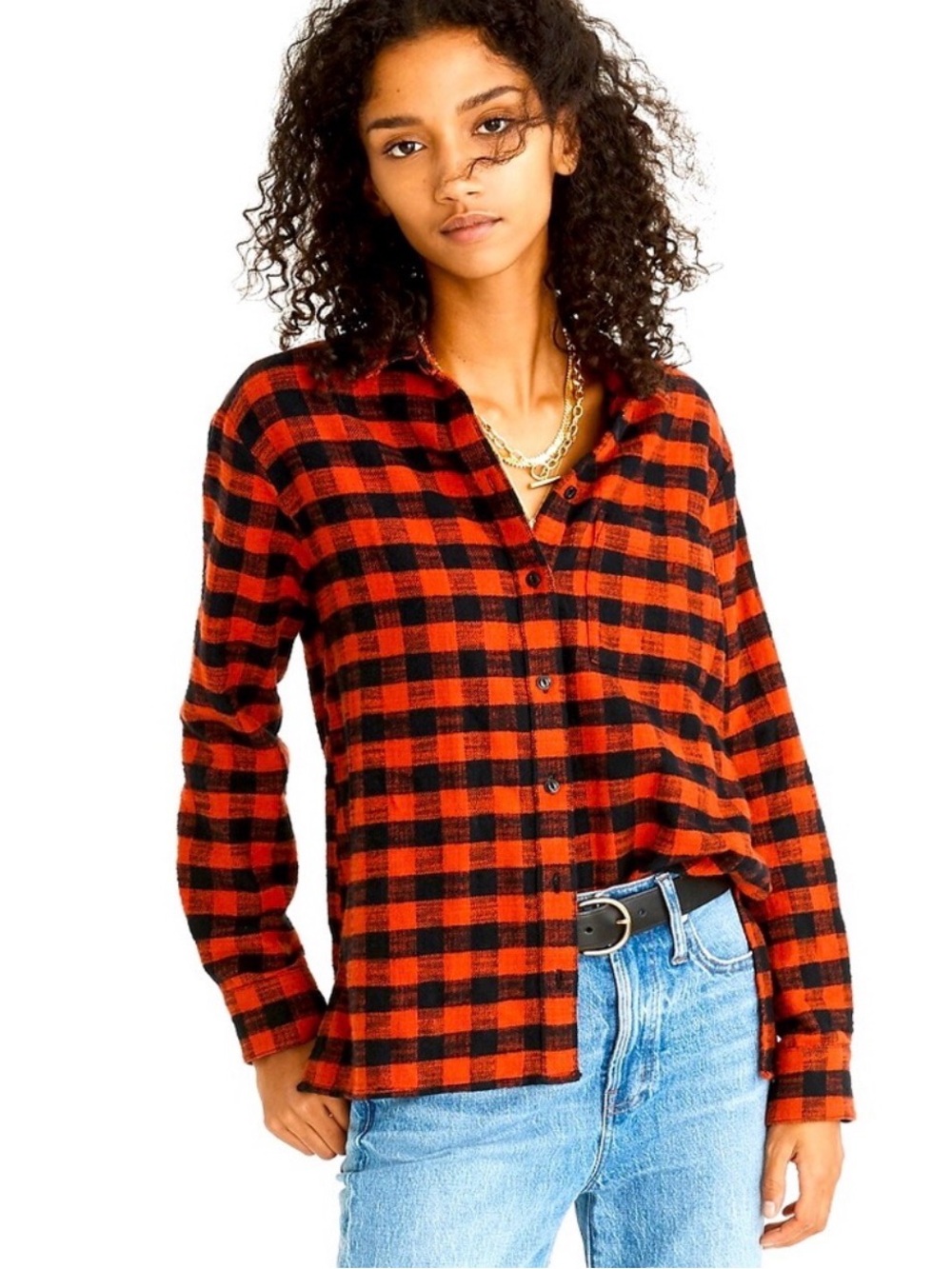 Madewell Flannel Oversized Ex-Boyfriend Shirt in Buffalo Check Size XXS